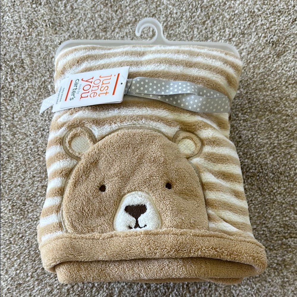 Carter’s Tan Bear Plush Blanket for Kids